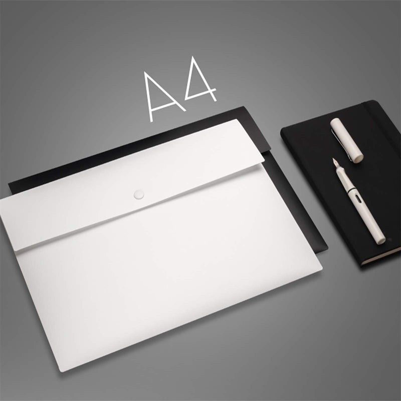 VANRA Poly File Folder Pockets File Jacket Plastic Envelope Flat Document Letter Organizer with Snap Button Closure A4 Letter Size (Pack of 5, White) - Image 3